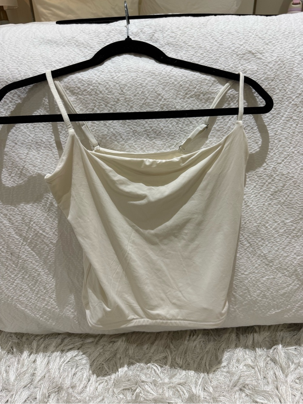 Cream Cowl-Neck Adjustable-Strap Camisole